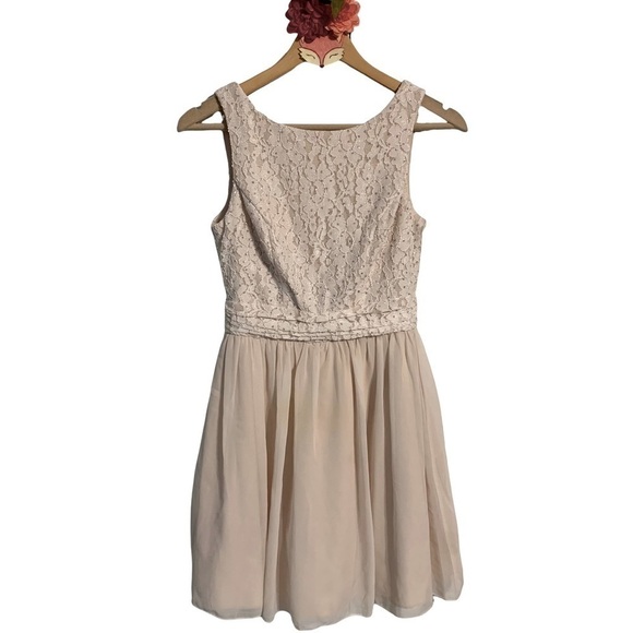 Speechless dress mini cream lace chiffon glitter dot tulle trim juniors size 5 - Picture 1 of 10